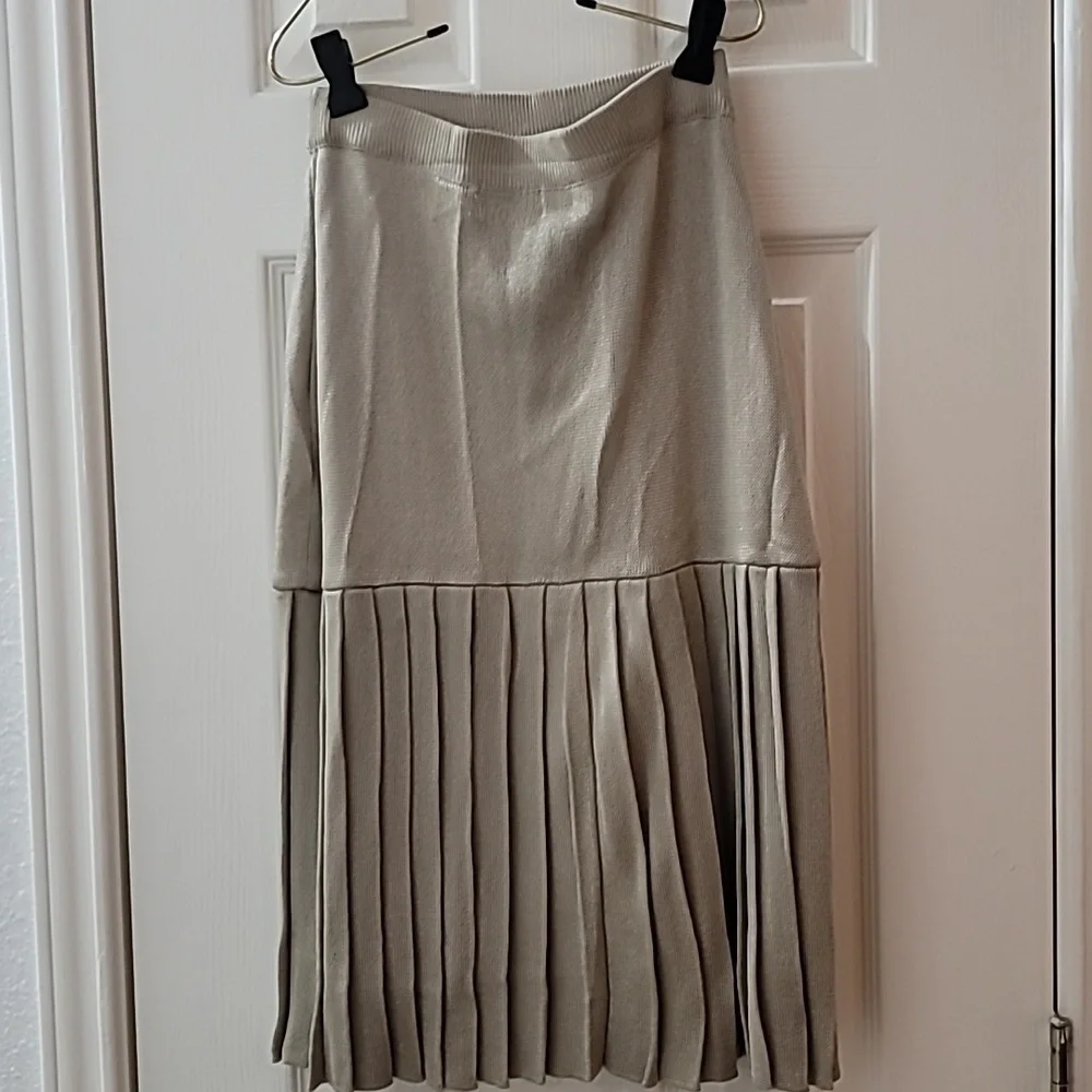 Dana Buchman Beige Metallic A-Line Skirt Sz  Small Nwot